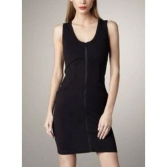T Alexander Wong Women's Black Bodycon Sleeveless Knit Zip Up Front Mini Dress M - Picture 2 of 9